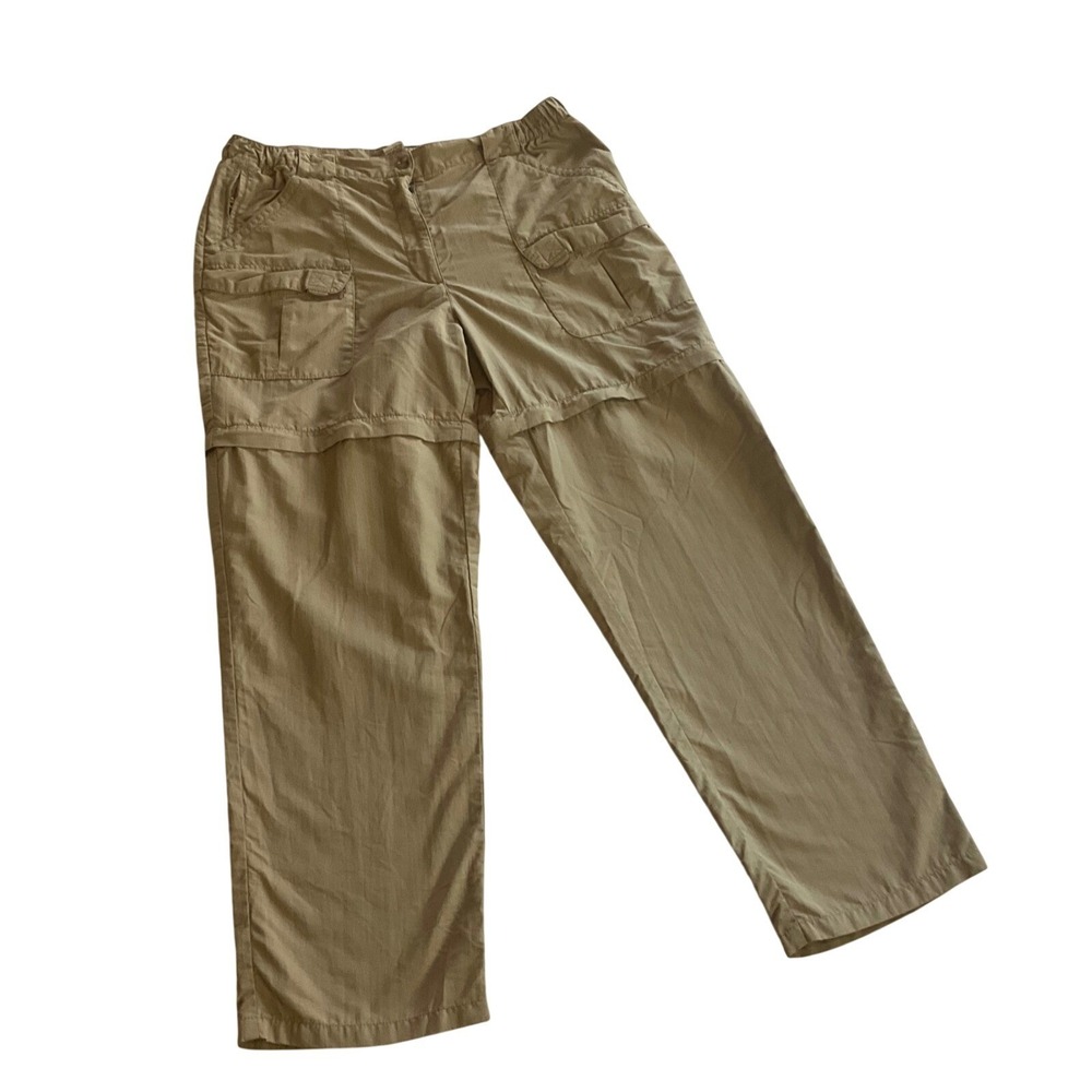 L.L. Bean Convertible Cargo Pants Womens L Khaki Zip Off Hiking‎ Outdoor Utility